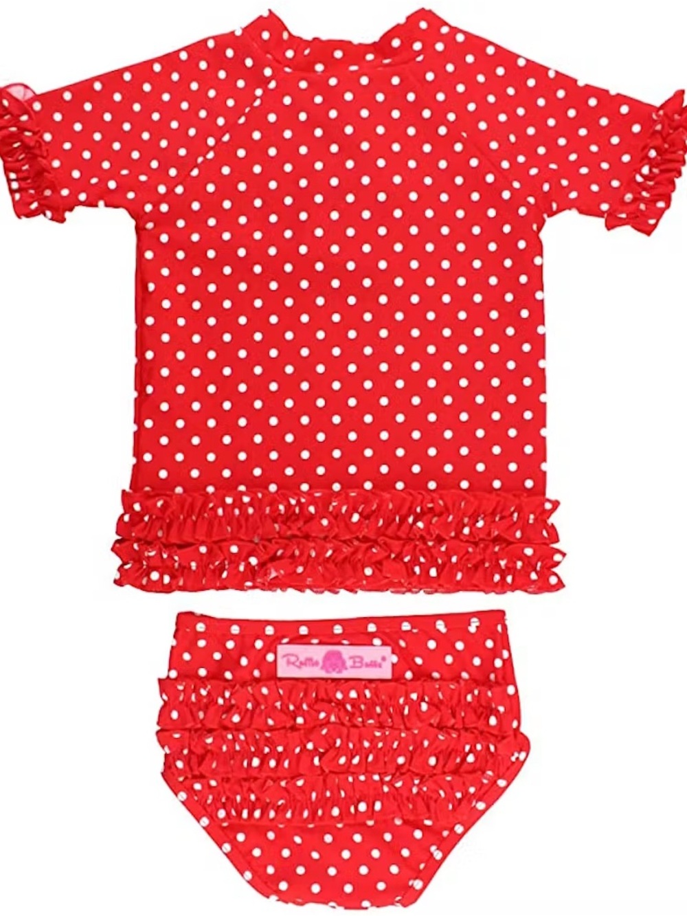 Ruffle Butts Red and White Polka Dot Ruffle Rash Top (top only)!